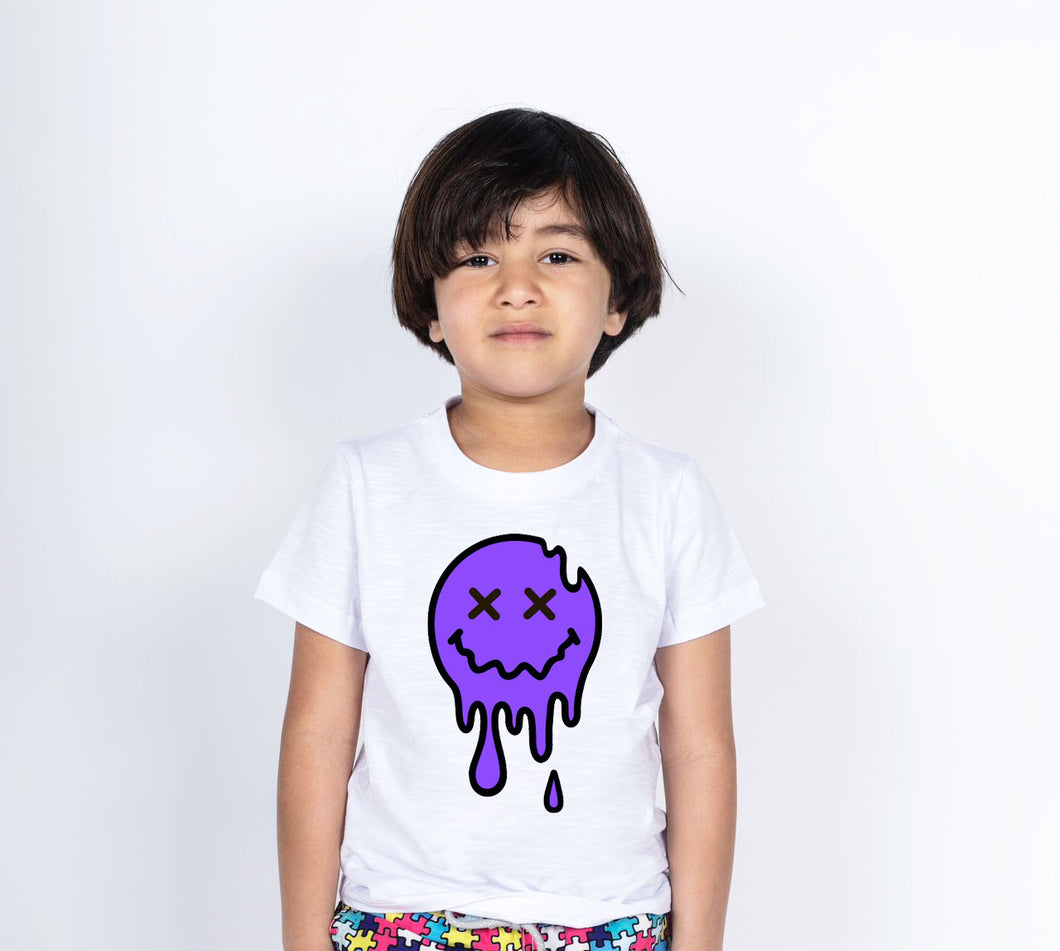 Boys Short Sleeved DRIP PURPLE SMILY TEE